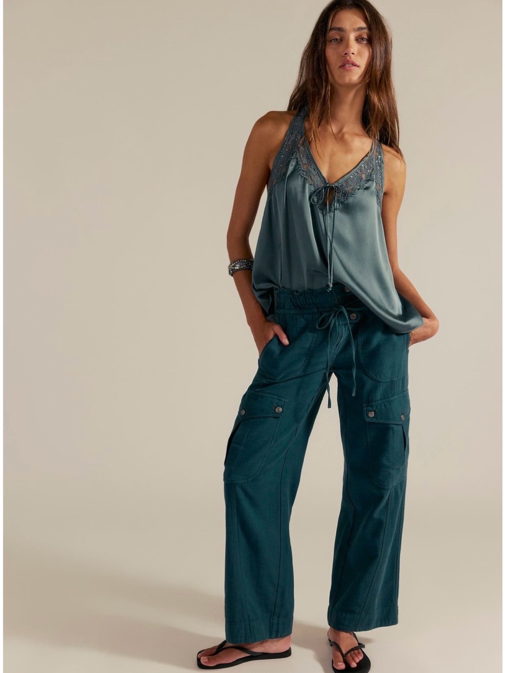 We The Free park ave pull-on cargo pants - sea moss